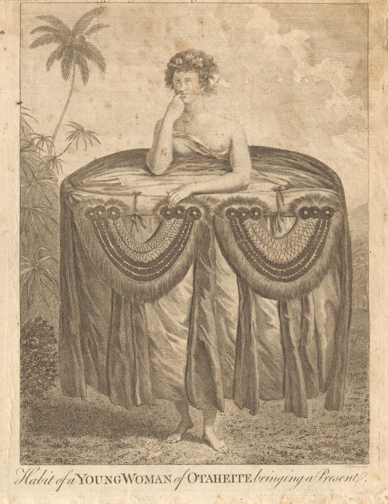 Dress of a young woman of Otaheite bringing a gift. Tahiti Polynesia BANKES 1789